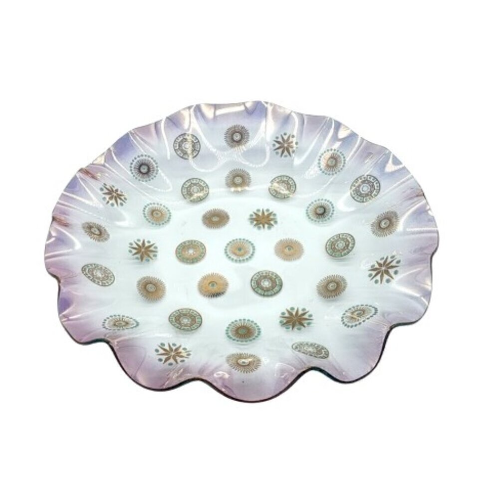 Vintage Dorothy Thorpe Atomic Starburst Glama Glass Ruffle Rim Bowl